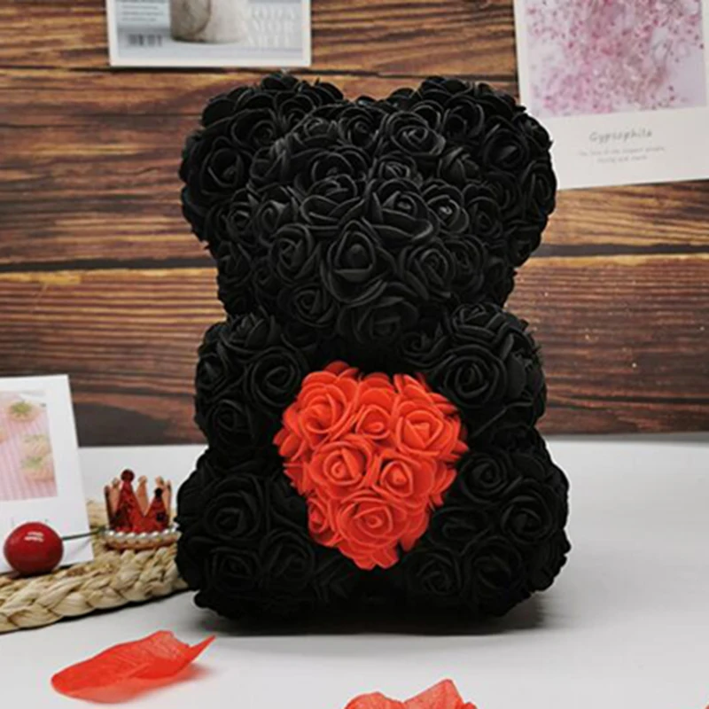 Мишка Тедди с розой 25 см милые цветы из пенопласта подарок на свадьбу День