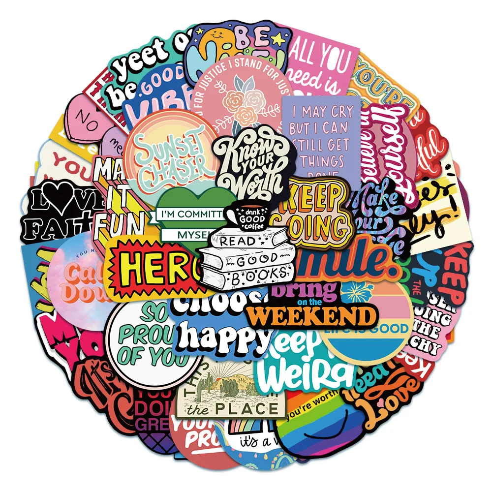 103050pcs motivational phrases sticker quotes sentences waterproof for laptop diary phone office study room graffiti decal toy free global shipping