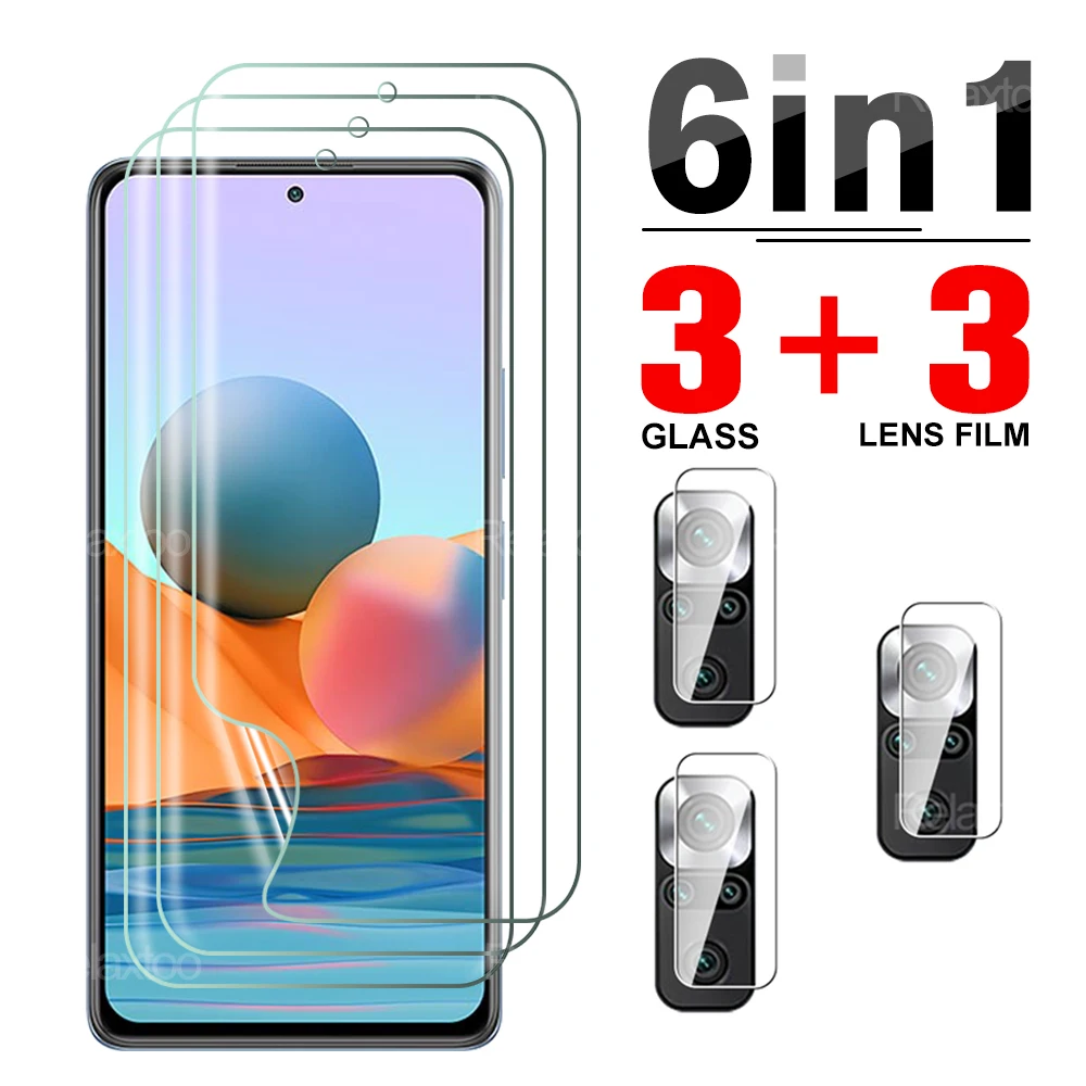 

Мягкая Гидрогелевая пленка 6 в 1 с полным покрытием для Xiaomi Redmi Note 10 Pro, защита экрана, объектива камеры, не стекло, для Readmi Note10, 10 Pro