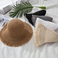 brand women summer hats sun beach panama straw hat wide wave brim folded outdoor caps leisure holiday raffia cap visors hat