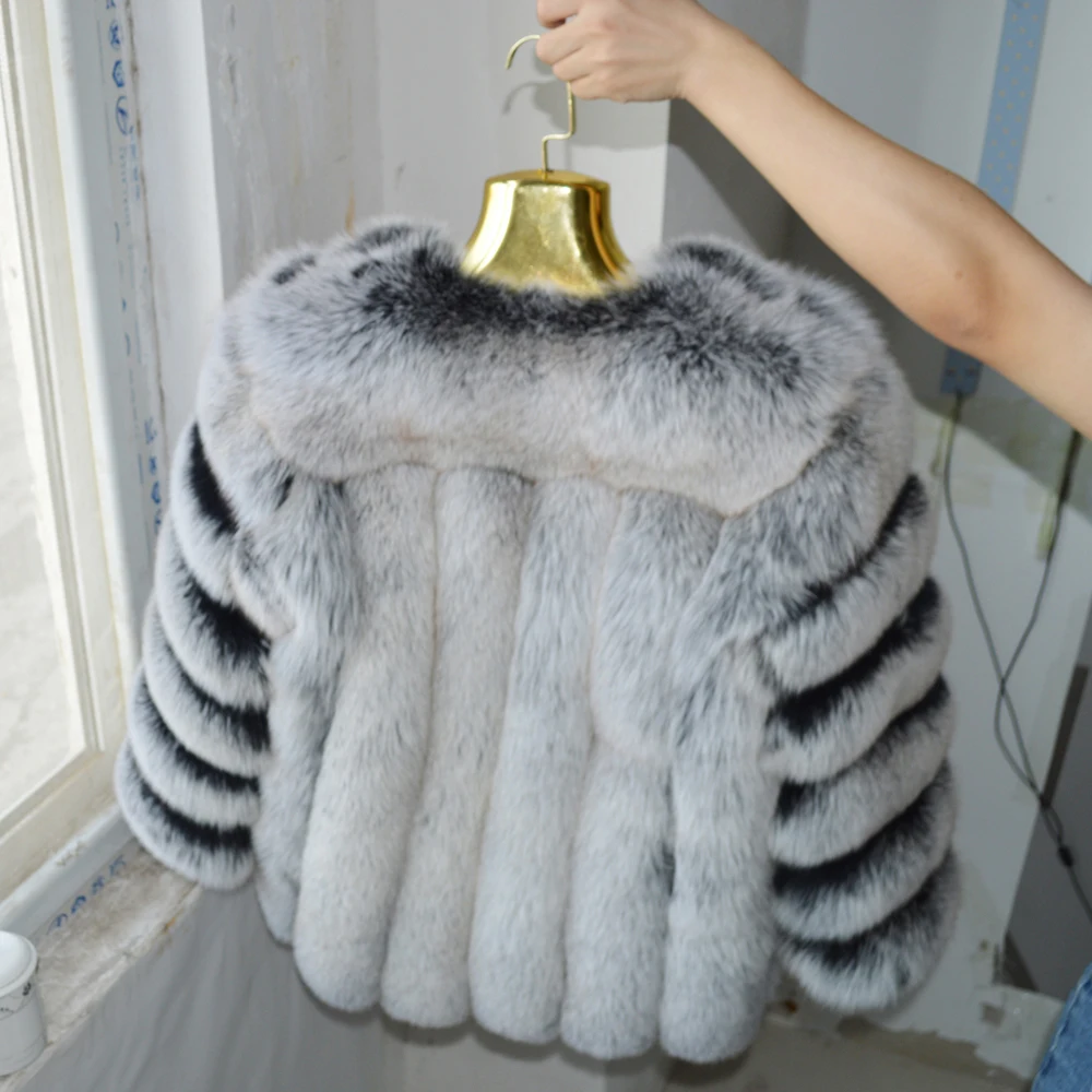 Россия Лидер продаж Женская Шуба из натурального Лисьего меха с длинным рукавом