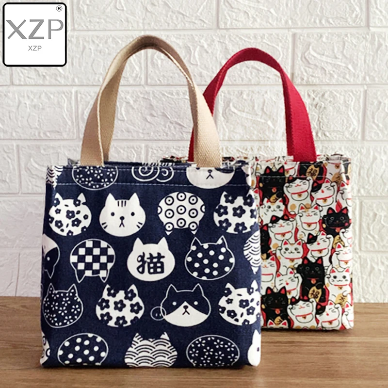 

XZP Classic Lunch Bag for Women Bento Cooler Bags Cute Cat Thermal Breakfast Food Box Portable Travel Picnic Bag