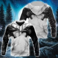 tattoo dragon and wolf 3d printed fashion mens autumn hoodies sweatshirt unisex streetwear casual zip jacket pullover kj499