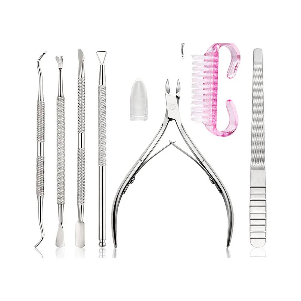 

7 PCS Nail Cuticle Nipper Stainless Steel Tweezer Clipper Dead Skin Remover Scissor Professional Convenient Cuticle Pusher Tool