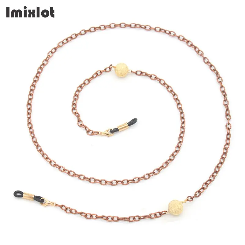 

Fashion Chic Womens Copper Eyeglass Chains Sunglasses Reading Frosted Beaded Glasses Chain Eyewears Cord Holder Neck Strap Rope