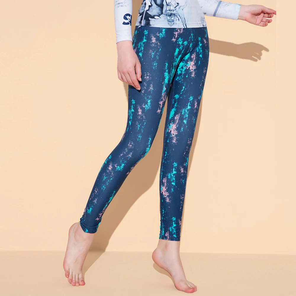 2021 New Printed Two Piece Split Swimming UPF50+ Long Sleeve Sun Protection Shirt Women Snorkeling Suit Surf Suit Top + Trousers