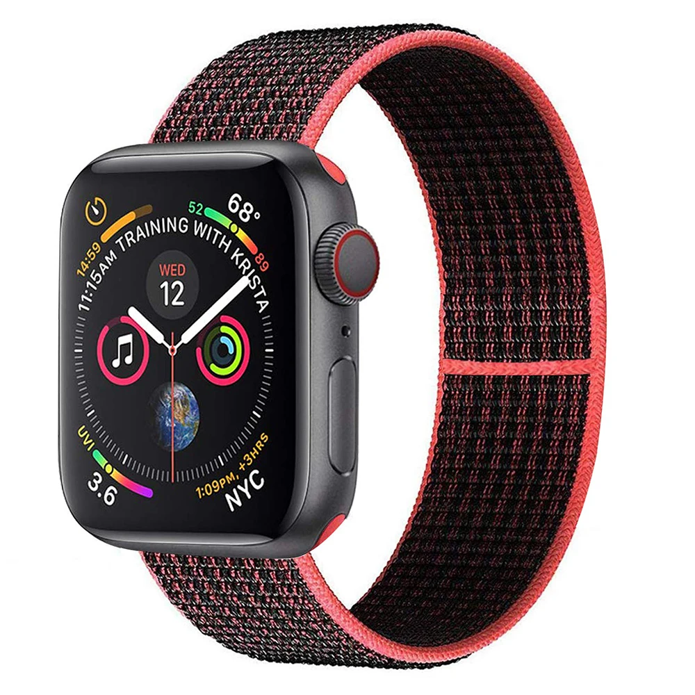 Нейлоновый ремешок для часов для Apple Watch Series 3 2 1 38 мм 42 мм мягкая дышащая Замена Спортивная петля для Iwatch Series 4 5 44 мм 40 мм