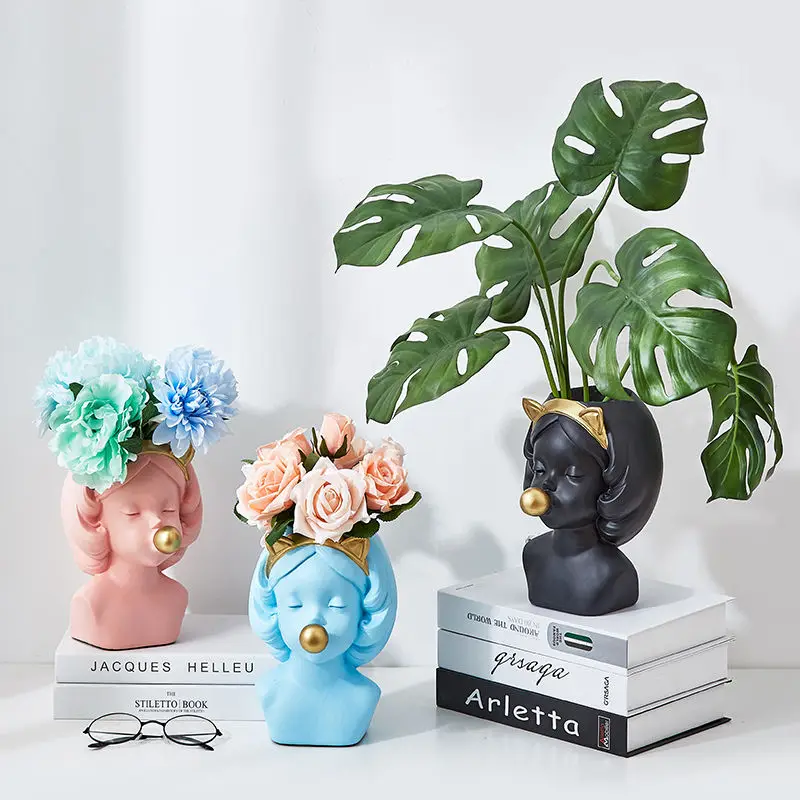 Креативная художественная портретная скульптура ваза для головы жевательная