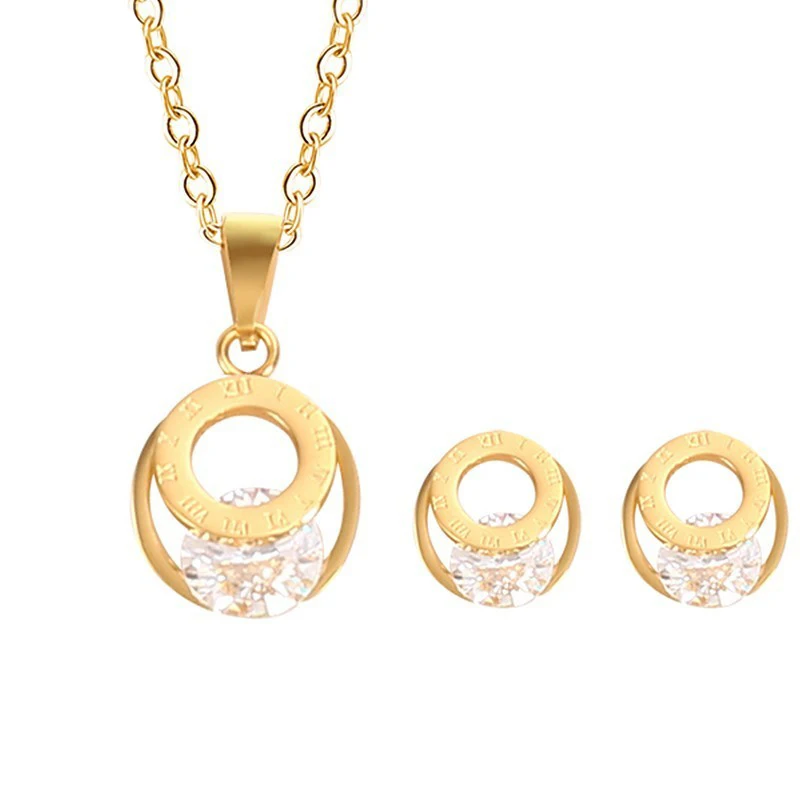 RIR Новая мода круглый кристалл ювелирные изделия кулон ожерелье набор из