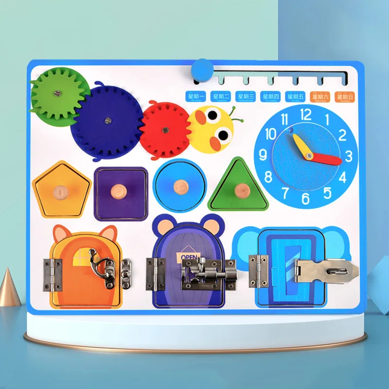 

Children Learn To Unlock Busy Board Toys Montessori Unlock Game Self-Care Ability Training Preschool Children Educational Toys