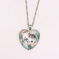 new design metal love shape double wolf pendant necklace unisex fashion trend party popular jewelry exquisite creative gift