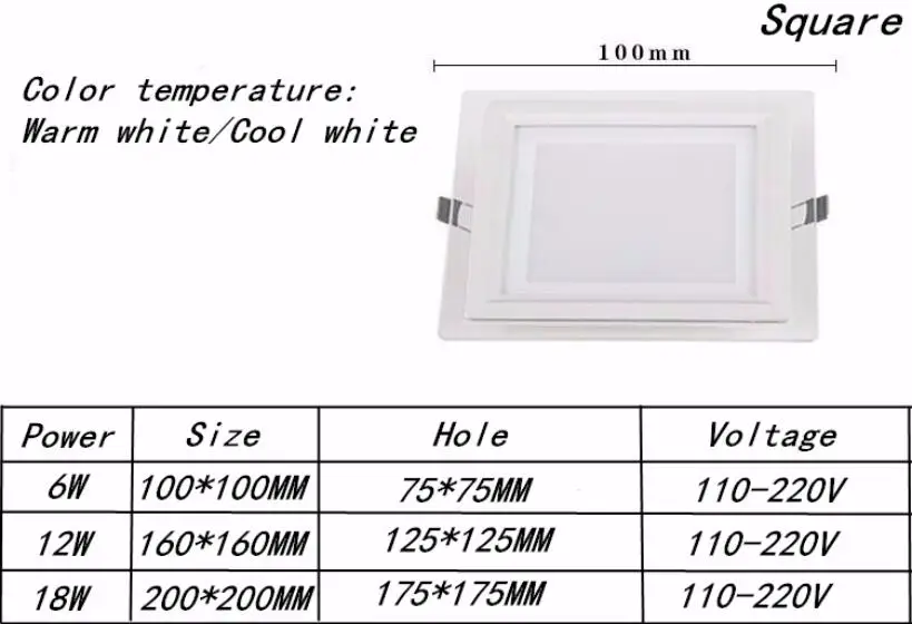 Высококачественный алюминиевый+ стеклянный светодиодный панельный светильник, сменный цвет и Одиночная светящаяся цветная лампа, круглая и квадратная форма, 6 Вт 12 Вт 18 Вт