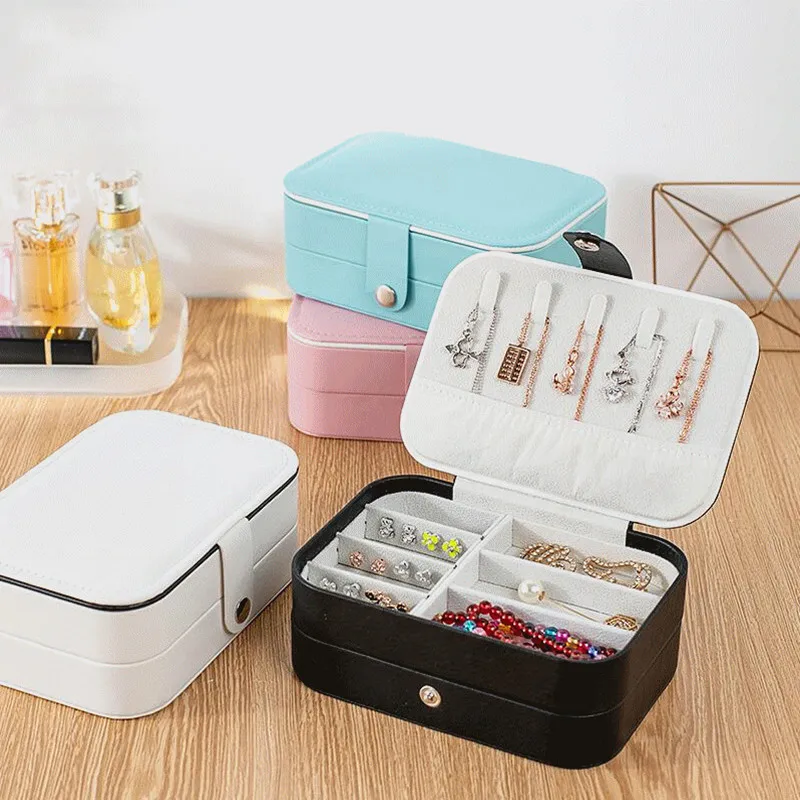 Girls Travel Essential Makeup Jewelry Storage Box Ring Necklace Earring Pouch Bracelet Watch Cosmetics Lipstick Organizer Suppl
