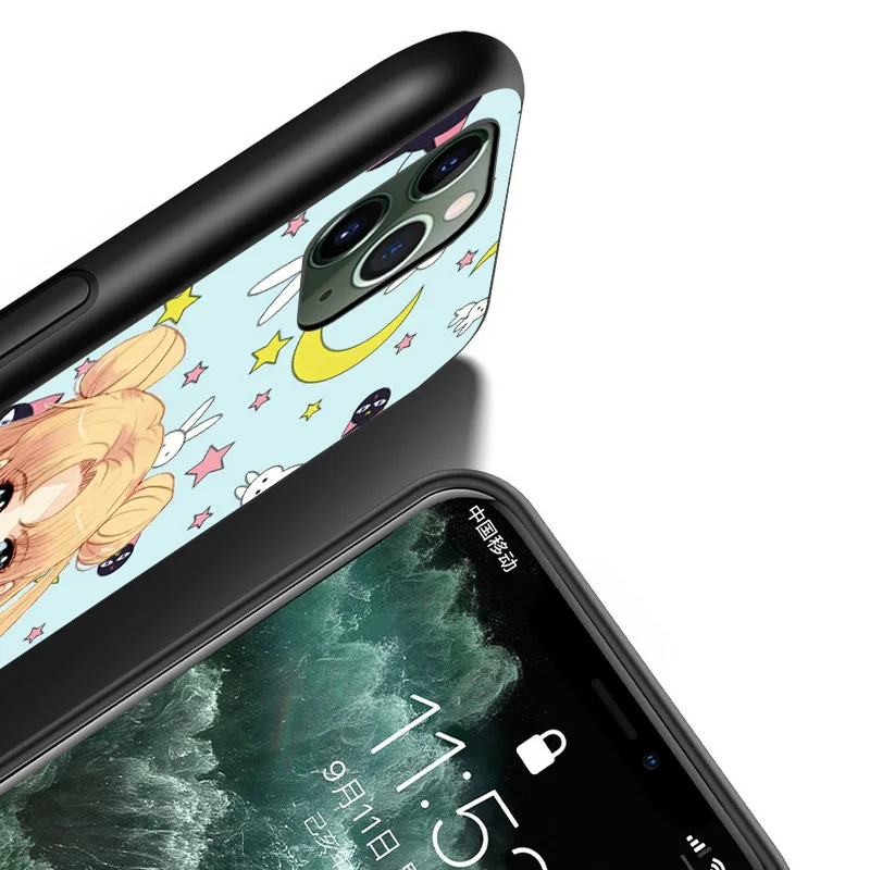 

Anime Sailor Moon For iPhone 12 11 XS Pro Max Mini XR X 8 7 6 6S Plus 5 SE 2020 Black Cover Phone Case