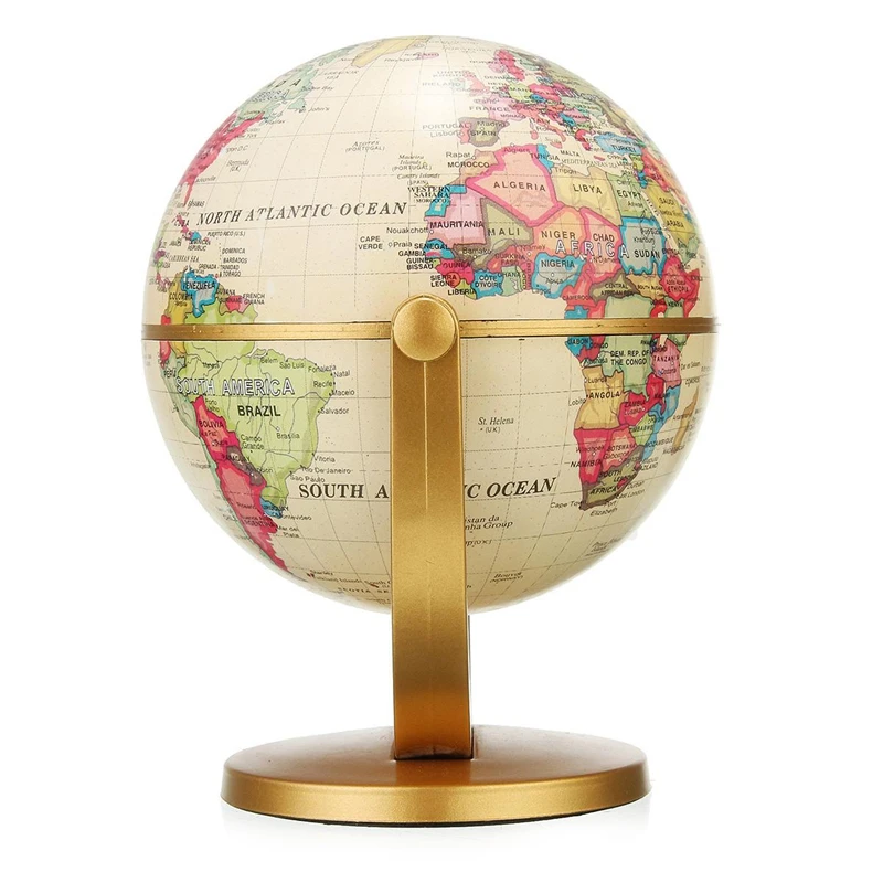 

Retro Rotating World Globe Earth Antique Home Office Desktop Decor Geography Educational Learning Map School Supplies