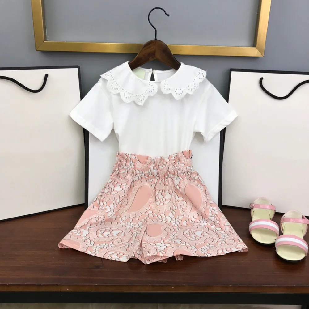 

High-end custom 2021 summer hot new products girls printed short-sleeved suit sweet and cute two-piece