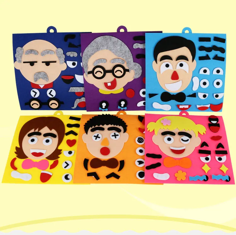 1 set of children's toys DIY mood change jigsaw puzzle recognition facial expressions learning toy children jigsaw teaching mate