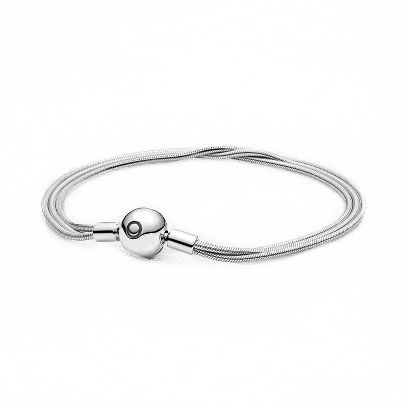 

100% s925 Sterling Silver Moments Multiple Snake Bone Chain Charms Bracelet for Pandoraer Charms DIY Jewelry Making for Women