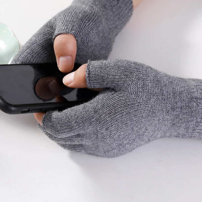 

Перчатки Sparsil женские мужские кашемировые с полупальцами, Короткие шерстяные вязаные раньше, теплые шерстяные Стрейчевые перчатки унисекс ...