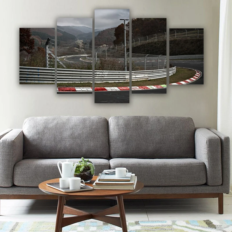 

5 Panel Nurburgring Rally Road Sports Car Track Modular Posters Wall Art Canvas HD Printed Oil Paintings Pictures Home Decor