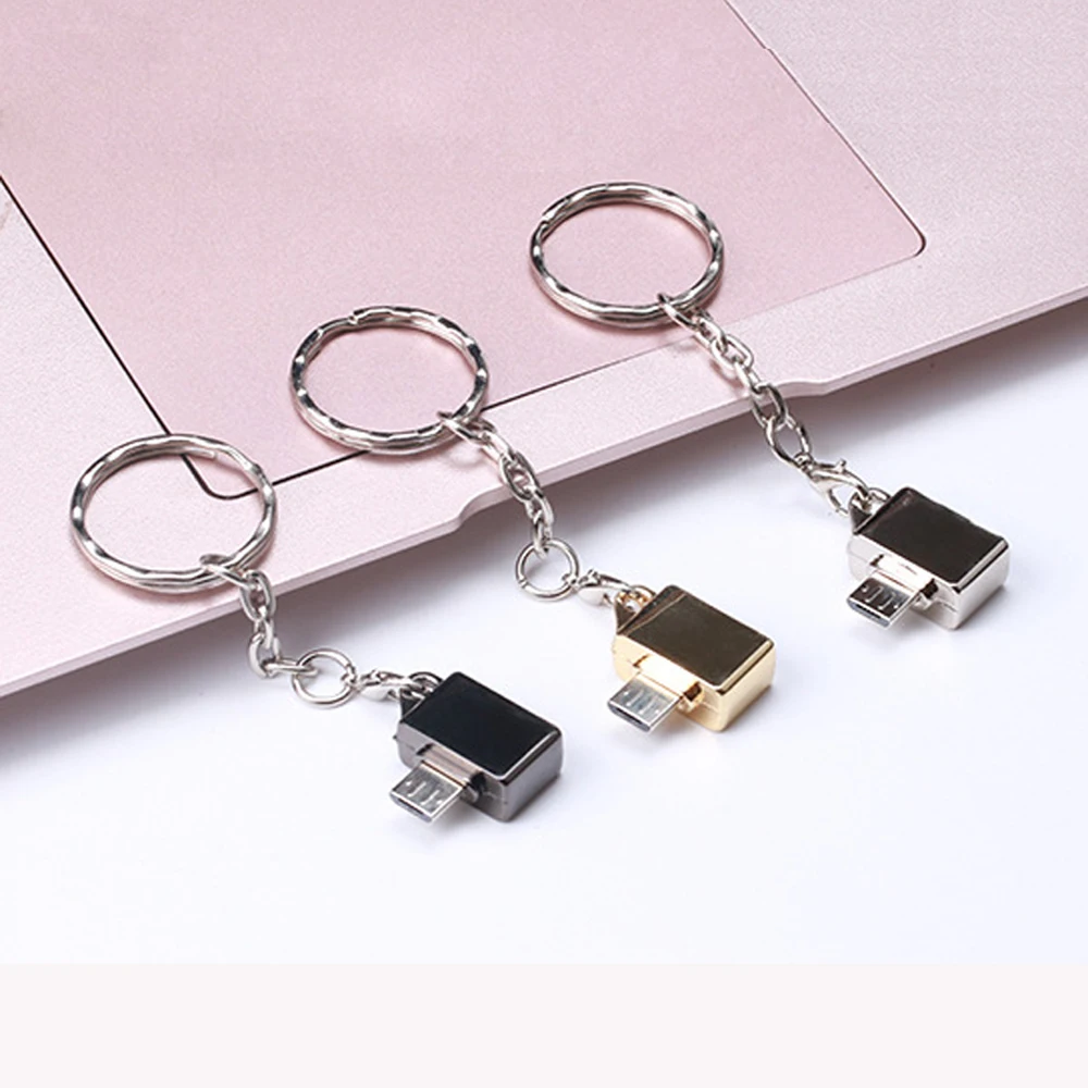 100 шт. Micro USB папа к 2 0 Женский Адаптер конвертера OTG с брелоком адаптер для сотового