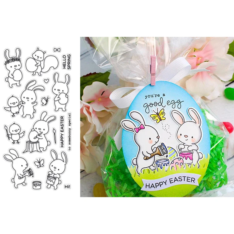

Friendly Animals Bunny Squirrel Bird Decoration Brush Paint Transparent Clear Stamps For DIY Scrapbooking Cards Crafts New