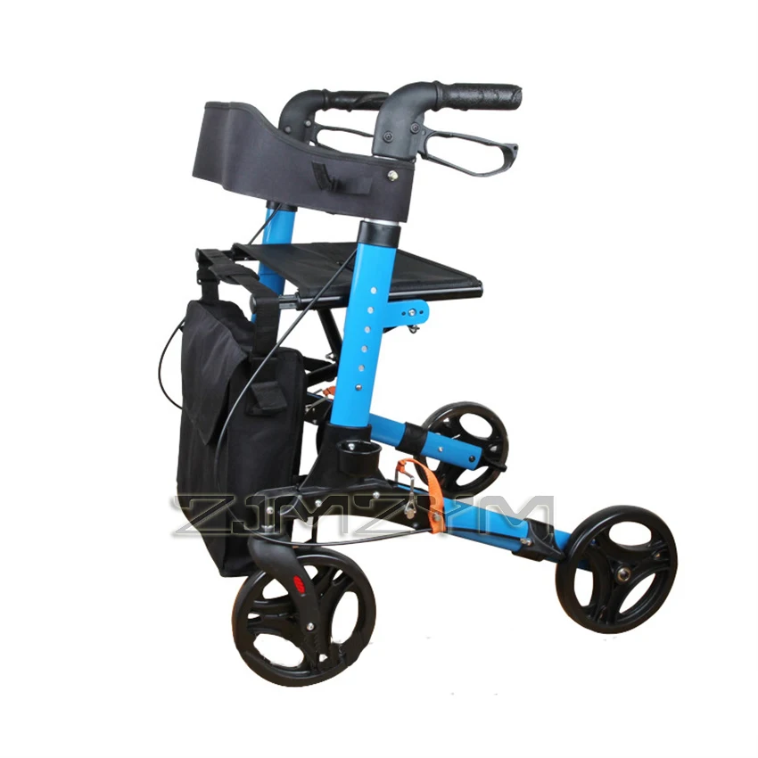 Lightweight Aluminum Rollator Walker With Brake Elderly Travel Folding Trolley Four-Wheel Shopping Cart Scooter Wheelchair | Спорт и
