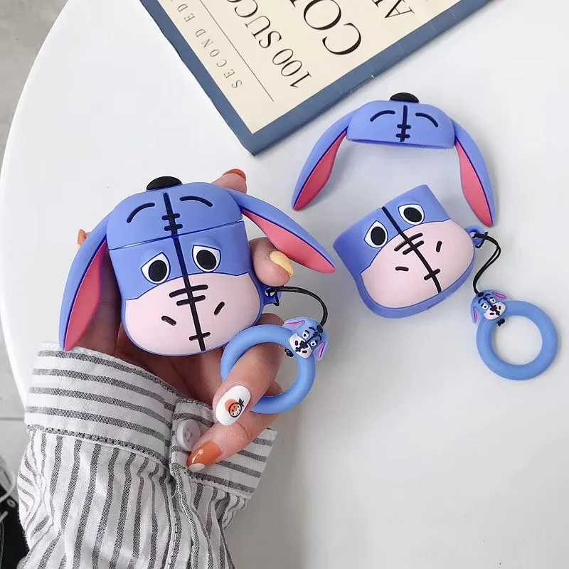 Для AirPods чехол 3D милый мультфильм ослик чехол для наушников для Airpods 2/i10/i11/i12 TWS мягкая защитная крышка с кольцом на палец
