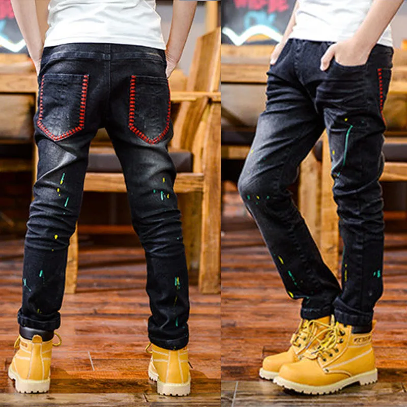 

5-13Y Boys' clothes tight straight jeans bottoms children's denim clothes trousers children's baby boys casual pants