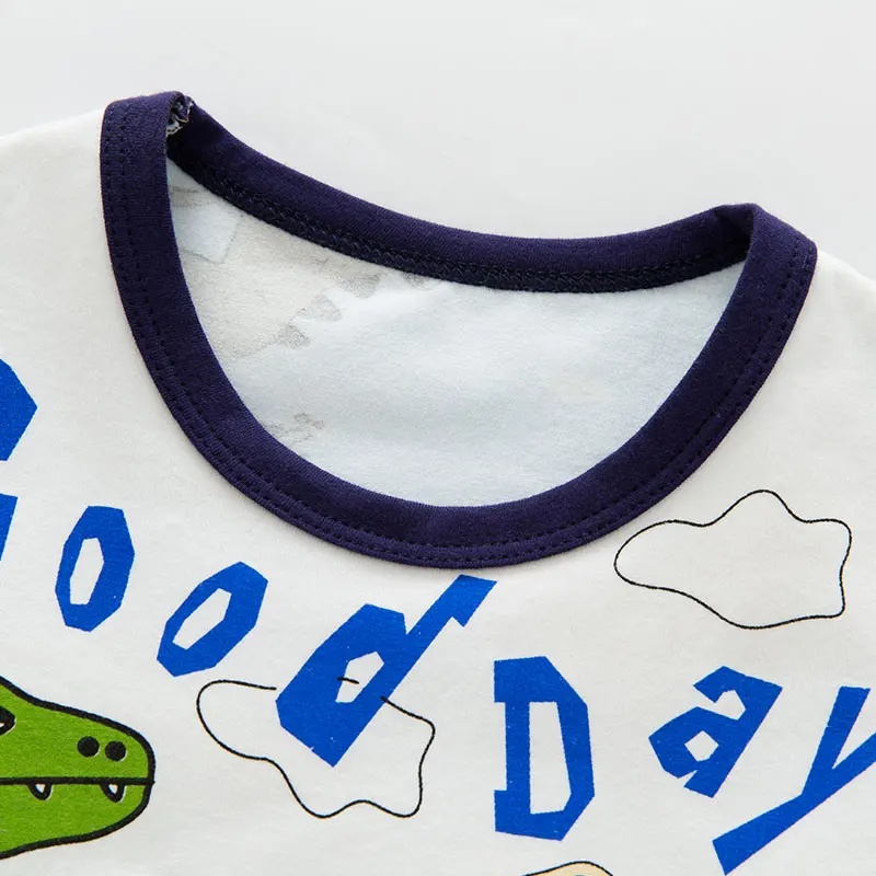 Детские пижамы хлопковая одежда с динозавром для мальчиков комплект со штанами