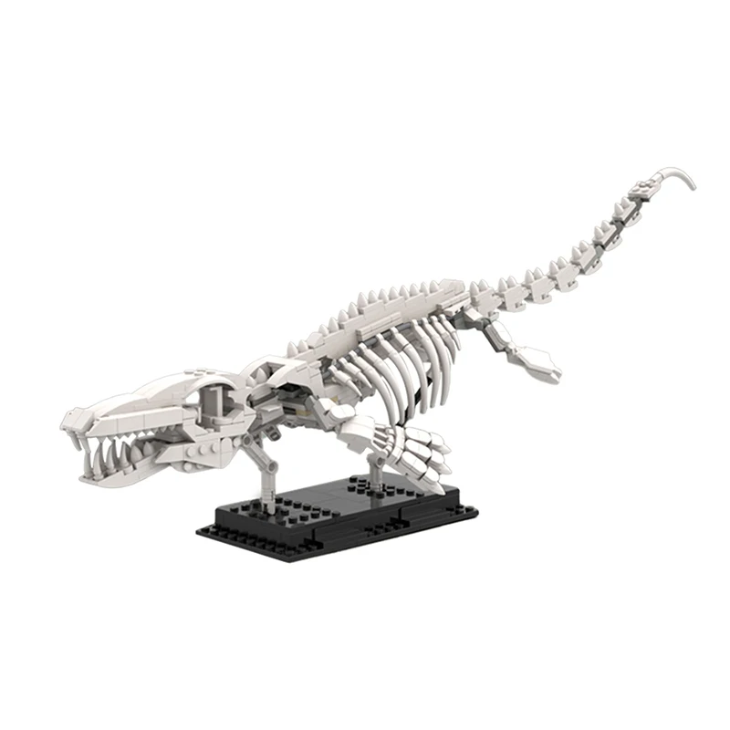 MOC Jurassic Mosasaur Skeleton Building Blocks Set Dinosaur Fossil Model Monster Bone Bricks Idea Toy For Children Birthday Gift