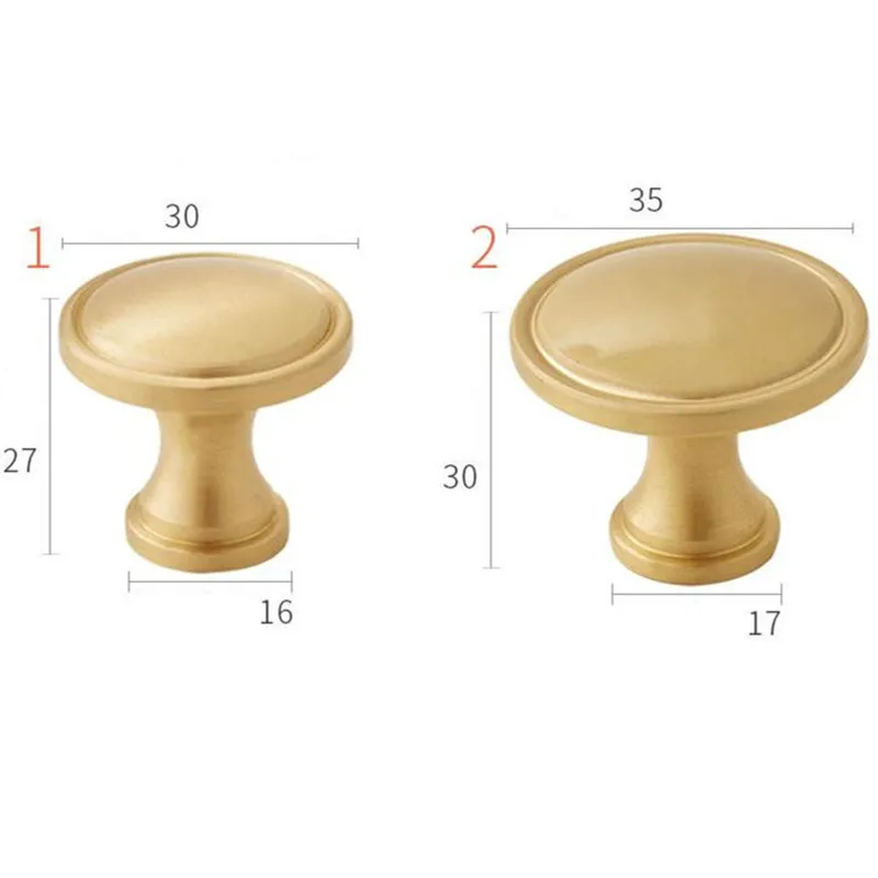 1Pc Simple Round Shaped Single Hole Cabinet Door Handle Solid Brass Wardrobe Wine Drawer Handles Gold Pure Copper Diy | Обустройство