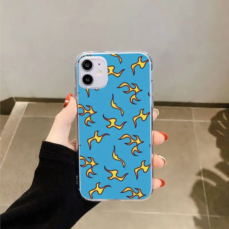 

Blue Flame Fire Aesthetics pattern Phone Case Transparent soft For iphone 5 5s 5c se 6 6s 7 8 11 12 plus mini x xs xr pro max