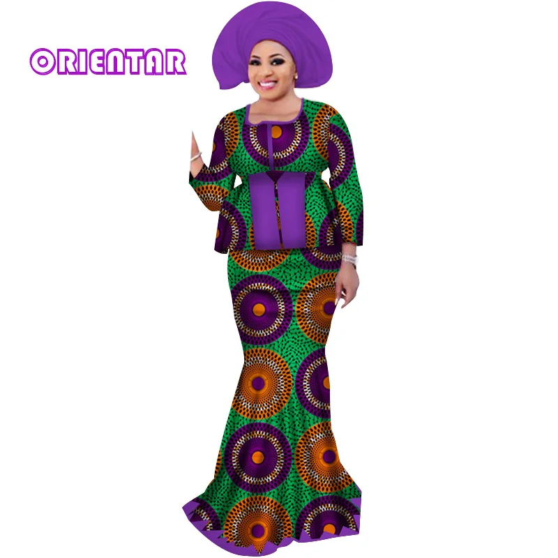 Женские африканские наряды с головным платком базин богатый Африканский принт