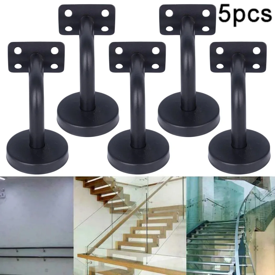 

5pcs 60*80MM Bent/Plain Black Painted Wall Mount Stair Stainless Steel Handrail Brackets 100% Brand New And High Quality
