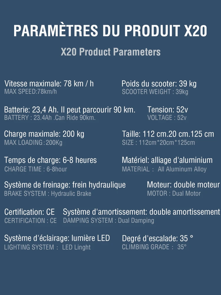 CE сертификация X20 электрический скутер 75 км/ч Электрический мотоцикл 2400 Вт