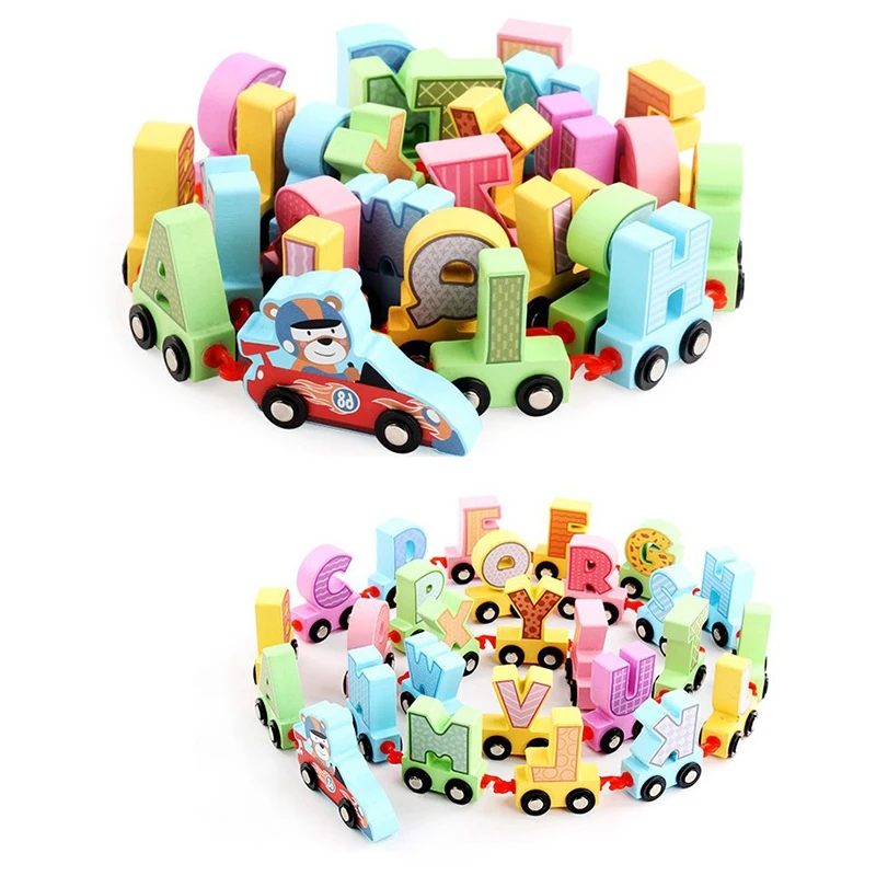 

Wooden Alphabet Train Building Blocks 26 English Puzzle Cognitive netic Letters Car Toys Kids Early Education Toys