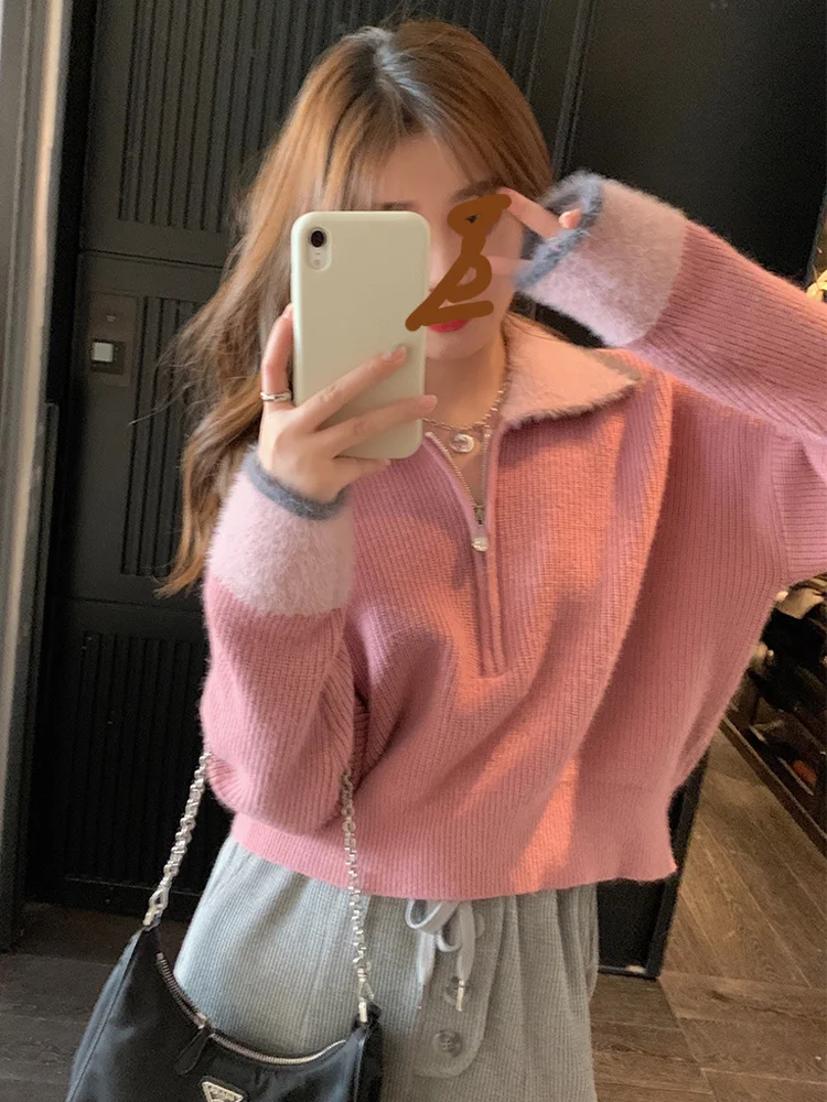 

Свитер женский осенний трикотажный, теплый, однотонный