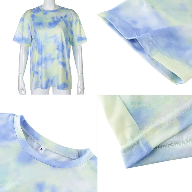 Женская Базовая футболка с принтом в виде галстука и красителя комплект из двух