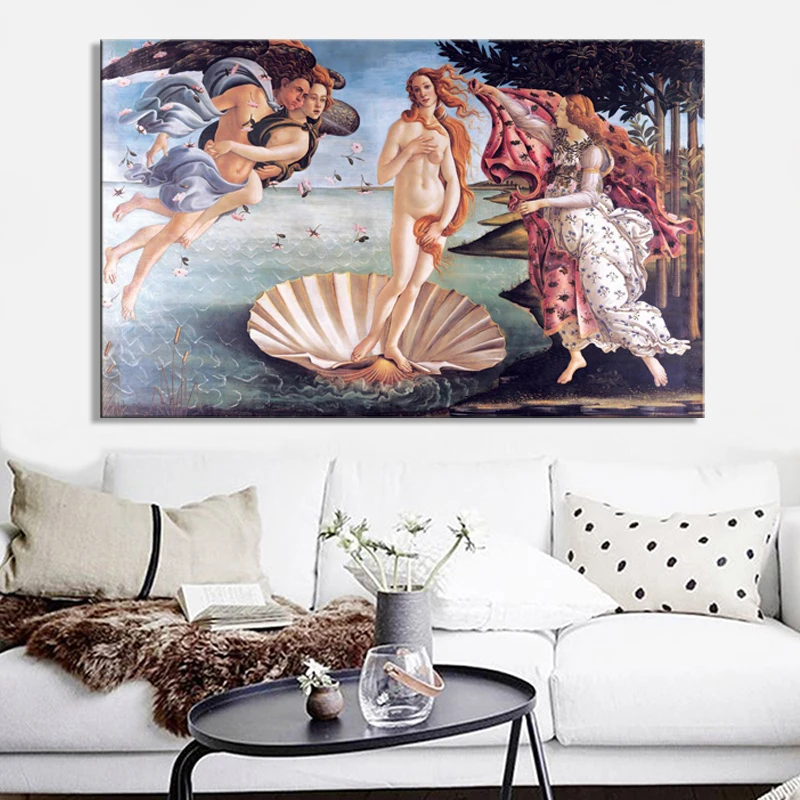 

Classical Oil Painting Botticelli's Birth of Venus Posters and Prints Canvas Christian Painting Wall Art for Living Room Cuadros