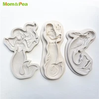 mpa2474 6 mermaid poseidon shaped silicone mold gum paste chocolate ornamental fondant mould cake decoration tools