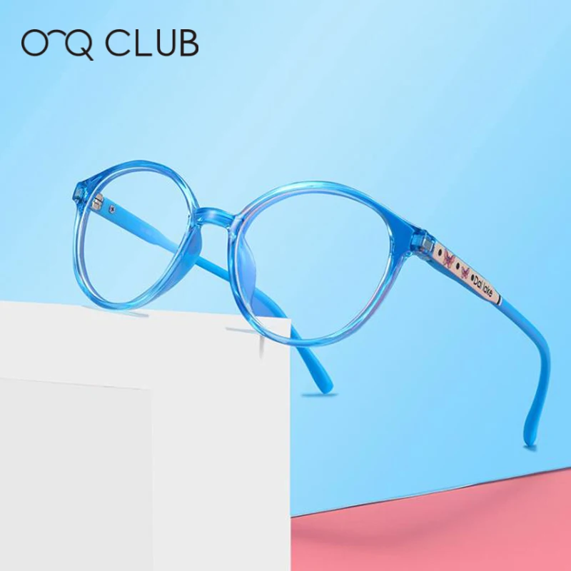 

O-Q CLUB Kids Blue Light Glasses Round Myopia Optical Eyeglasses Frames Children Computer Protection Eyewear 92A
