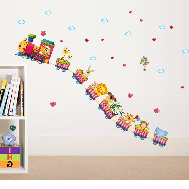 

Cartoon Train Kindergarten Wall Decoration Wallpaper Stickers Baby Bedroom Children Room Wall Stickers