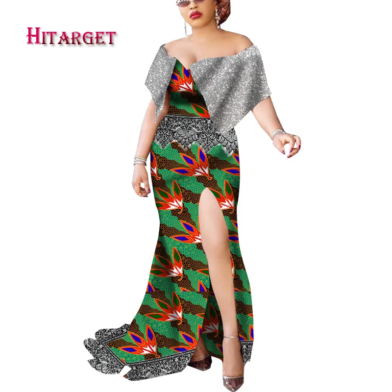 Комплект из обуви в африканском стиле платья для женщин Разделение и пайетками
