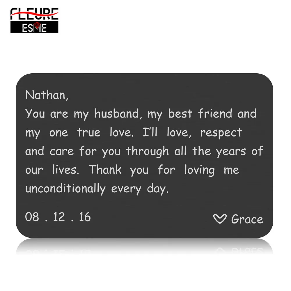 Выгравированное имя Дата кошелек вставка карта день рождения День Святого