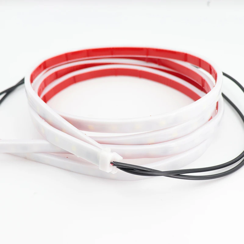 

Tcart Car welcome flash light 120cm car door opening light strip safety red white warning lamp