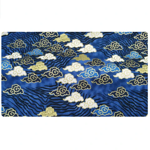 Ткань Кимоно из черного, темно-синего органического хлопка, ткань морской волны для изготовления кукол и сумок, ткань в стиле пэчворк