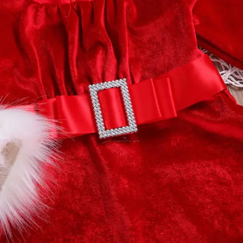 Gril Christmas Dress Kid Newborn Baby Girls Red Princess Velvet Plush Party Xmas For New Year Dresses | Детская одежда и обувь