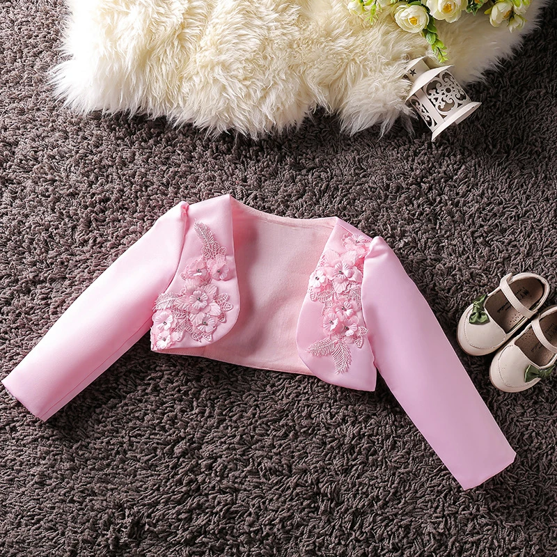 Fancy Baby Girl Cardigan Cotton Shrug Long Sleeves Coat Elegant Princess Floral Jacket For Party Wedding Pageant Party Birthday - Цвет: As photo