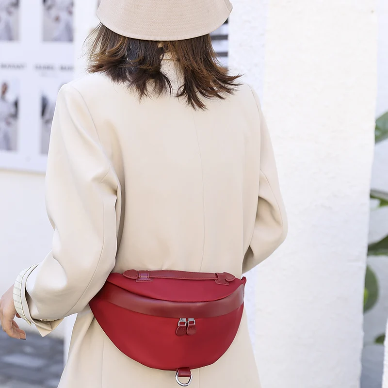 Летняя Повседневная сумка из ткани Оксфорд однотонная с полумесяцем